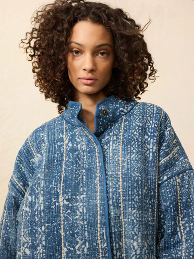 MIRKYN Indigo Quilted Patchwork Jacket - Akola Blockprint