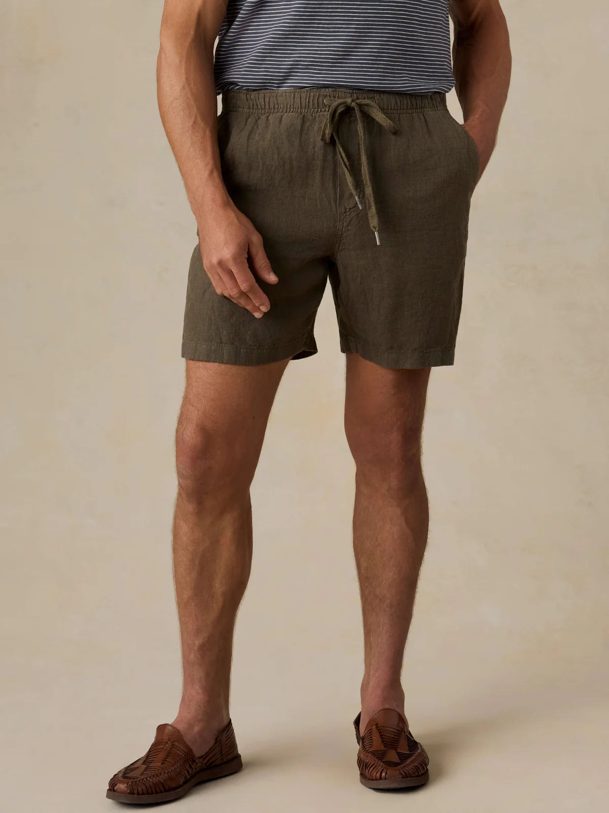 MIRKYN Essential Linen Short (6.5") - Dark Palm