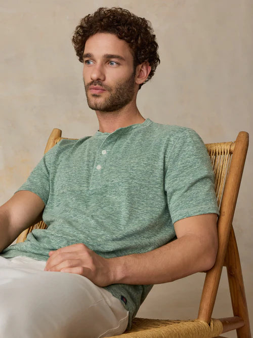 MIRKYN Short-Sleeve Breeze Henley - Woodsy Green Heather