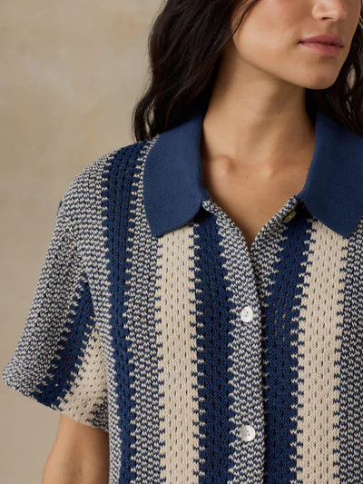 MIRKYN Seacoast Crochet Relaxed Camp Shirt - Sailor Stitch
