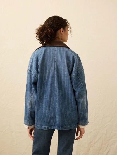 MIRKYN  Sunwashed Denim Barn Jacket - Dusk Stripe Wash