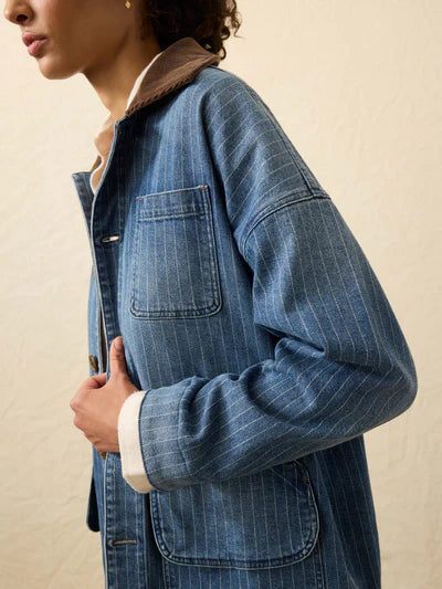 MIRKYN  Sunwashed Denim Barn Jacket - Dusk Stripe Wash