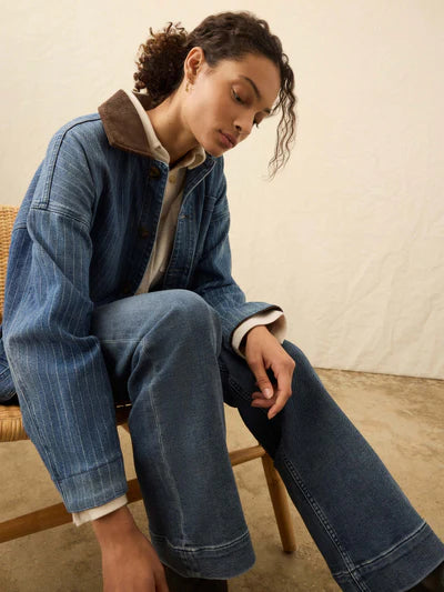 MIRKYN  Sunwashed Denim Barn Jacket - Dusk Stripe Wash
