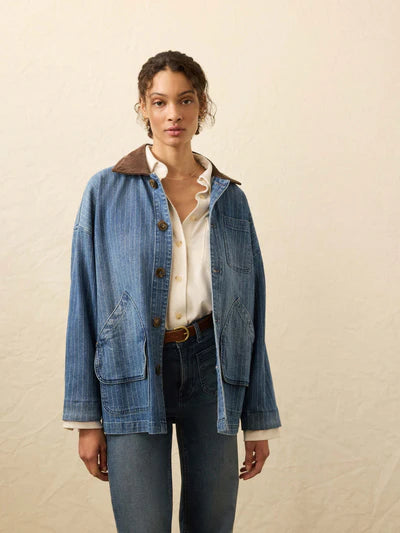 MIRKYN  Sunwashed Denim Barn Jacket - Dusk Stripe Wash