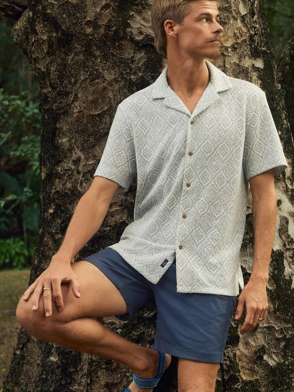 MIRKYN  Short-Sleeve Oasis Camp Shirt - Blue Island Medallion