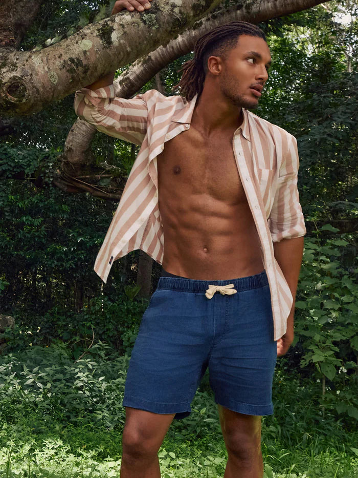 MIRKYN  Essential Linen Short (6.5") - Island Indigo Wash