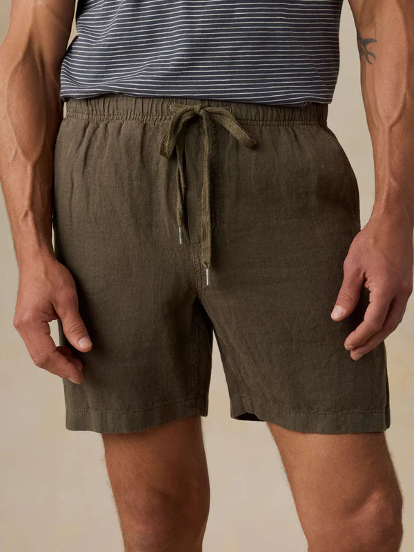 MIRKYN Essential Linen Short (6.5") - Dark Palm