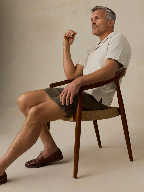 MIRKYN Essential Linen Short (6.5") - Dark Palm