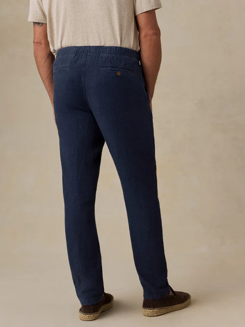 MIRKYN  Linen Drawstring Pant - Island Navy