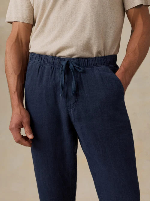 MIRKYN  Linen Drawstring Pant - Island Navy