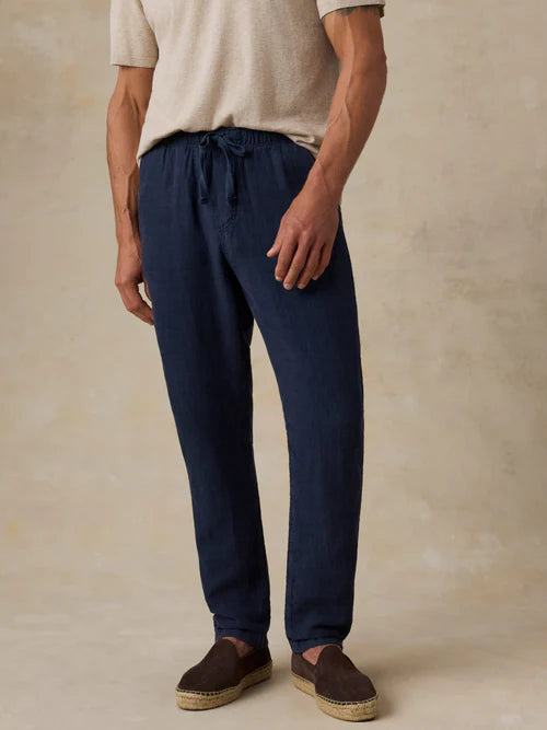MIRKYN  Linen Drawstring Pant - Island Navy
