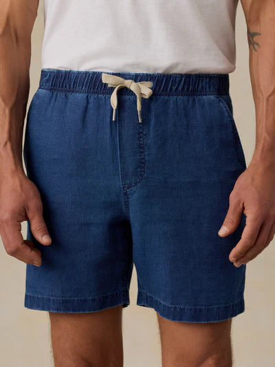 MIRKYN  Essential Linen Short (6.5") - Island Indigo Wash