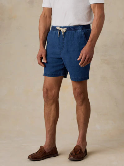 MIRKYN  Essential Linen Short (6.5") - Island Indigo Wash