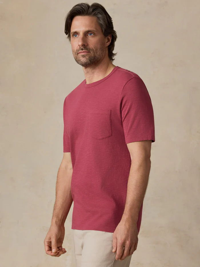 MIRKYN  Sunwashed Regenerative Pocket Tee - Gulf Red