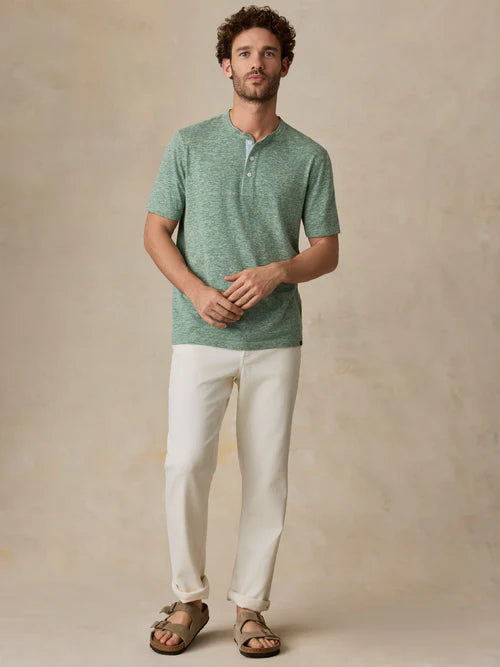 MIRKYN  Short-Sleeve Breeze Henley - Woodsy Green Heather