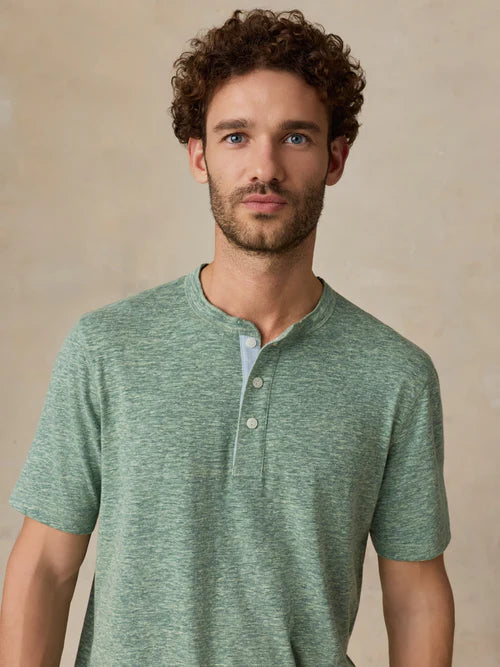 MIRKYN  Short-Sleeve Breeze Henley - Woodsy Green Heather