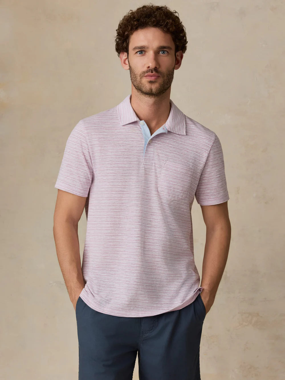 MIRKYN  Short-Sleeve Breeze Polo - Orchid Wake Stripe