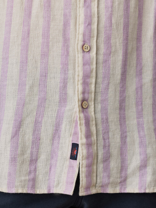 MIRKYN Short-Sleeve Palma Linen Shirt - Lilac Shell Stripe