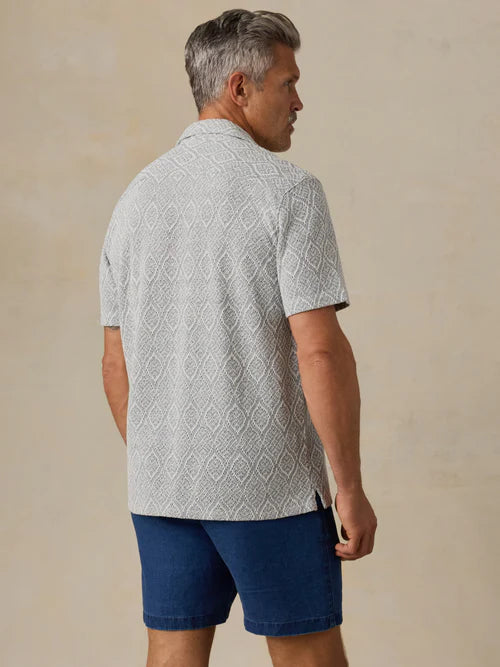 MIRKYN  Short-Sleeve Oasis Camp Shirt - Blue Island Medallion
