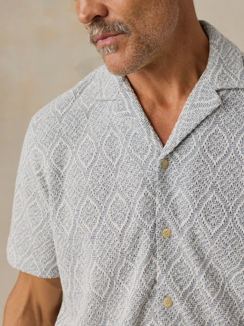 MIRKYN  Short-Sleeve Oasis Camp Shirt - Blue Island Medallion