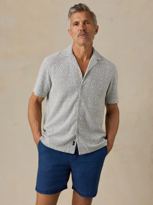 MIRKYN  Short-Sleeve Oasis Camp Shirt - Blue Island Medallion