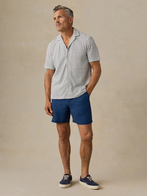 MIRKYN  Short-Sleeve Oasis Camp Shirt - Blue Island Medallion