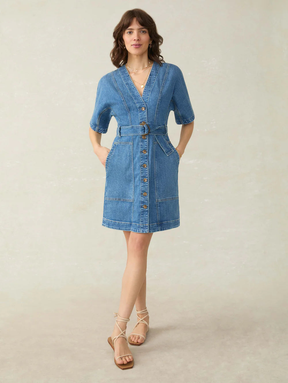MIRKYN  Denim Camille Mini Dress - Sedona Blue Wash