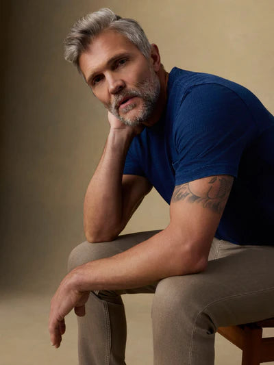 MIRKYN  Short-Sleeve Indigo Pocket Tee - Deadstock Wash
