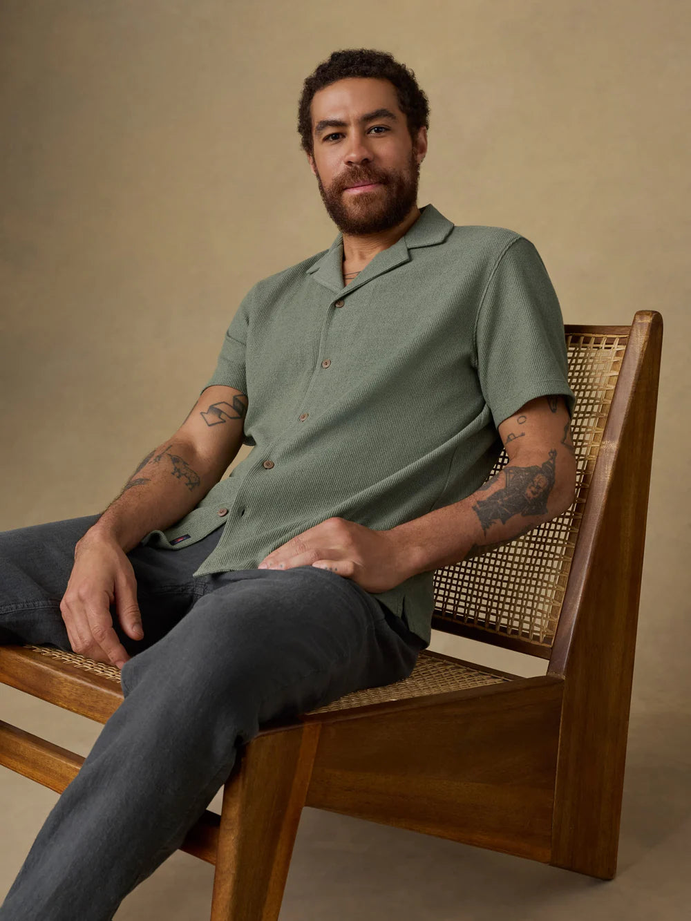 MIRKYN  Short-Sleeve Camp Shirt - Faded Spruce