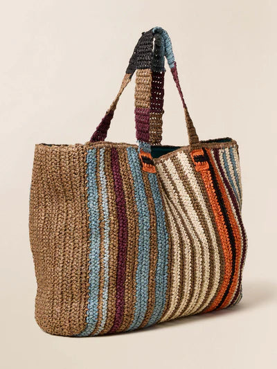 MIRKYN  Straw Striped Beach Tote - Canyon Stripe