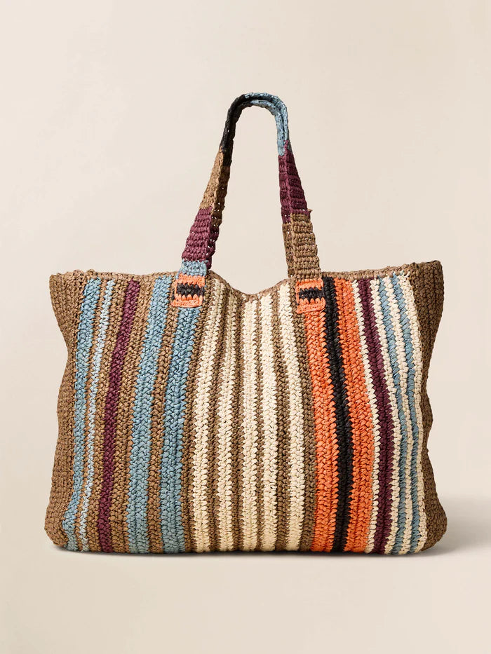 MIRKYN  Straw Striped Beach Tote - Canyon Stripe