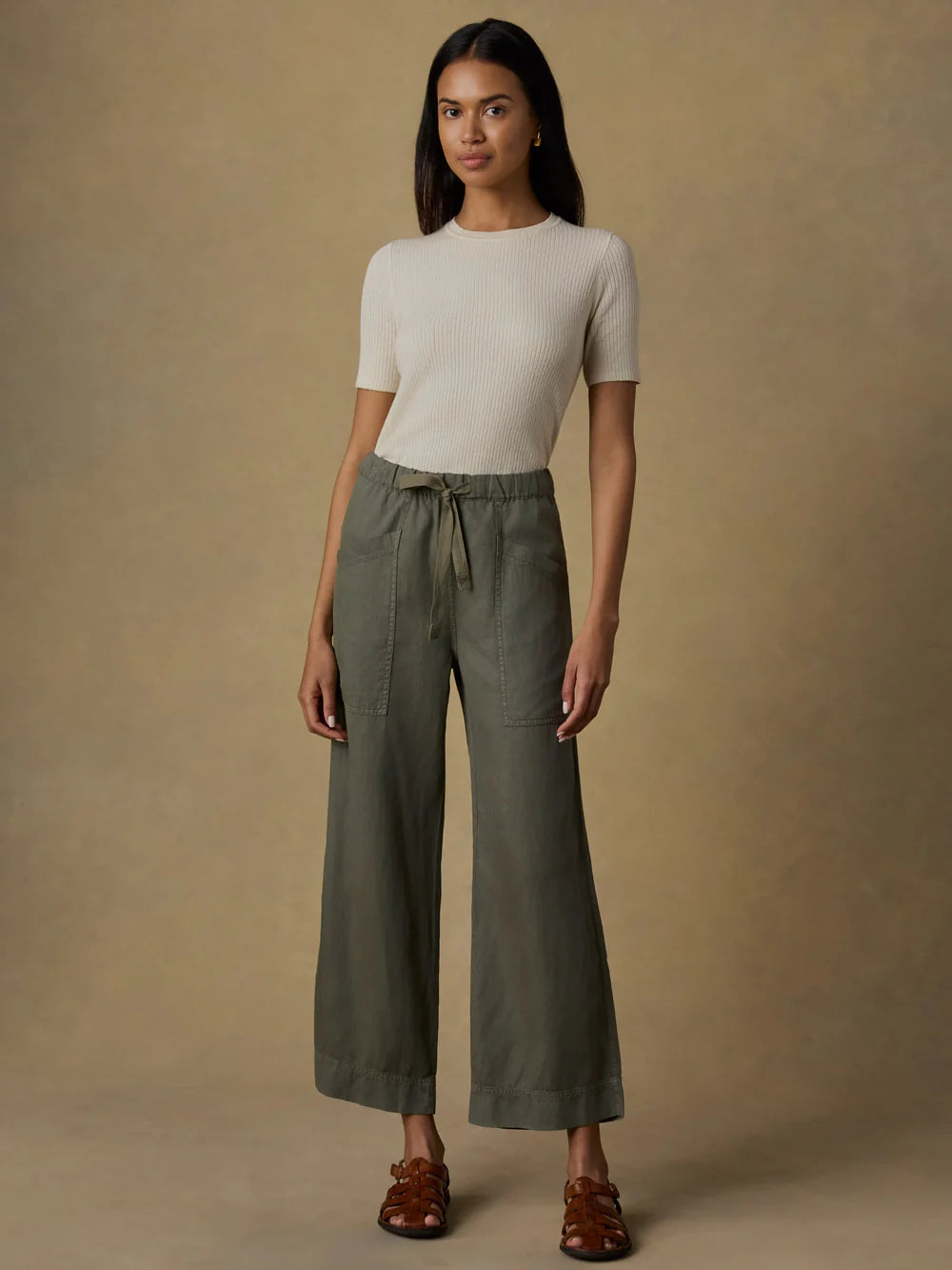 MIRKYN  Drape Ankle Pant - Thyme