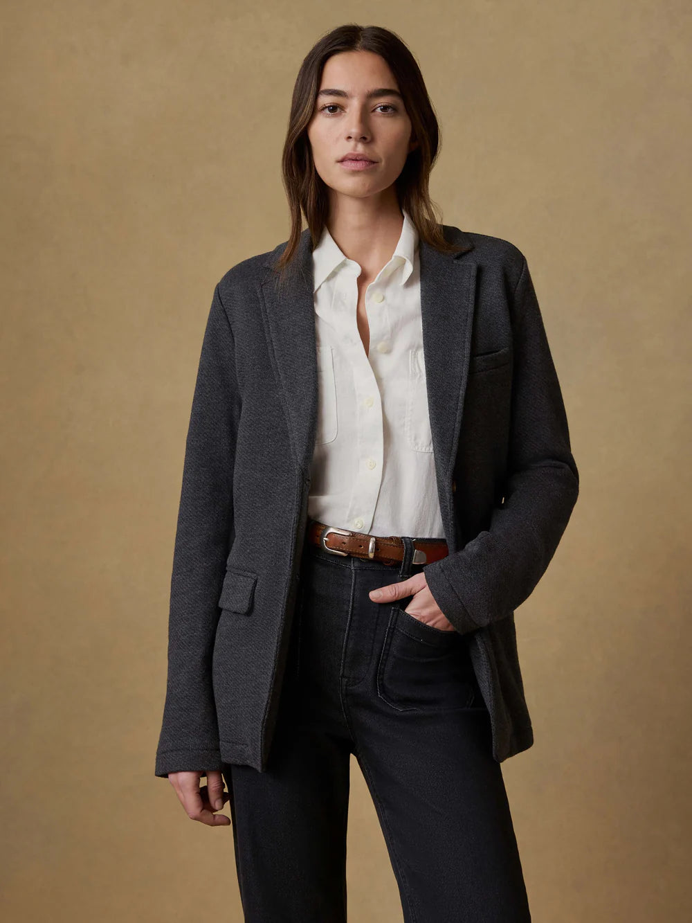 MIRKYN  Inlet Knit Blazer - Black Sky Melange