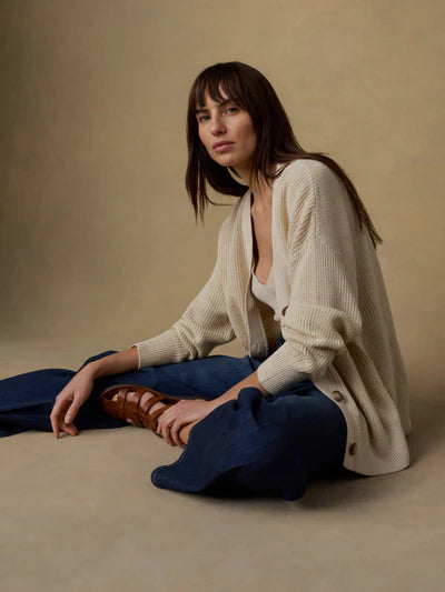 MIRKYN  Linen Relaxed Cardigan - Summer Sand