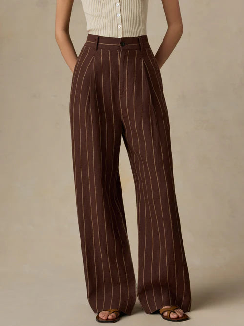 MIRKYN   Linen Pleated Pant - Harbor Line Stripe