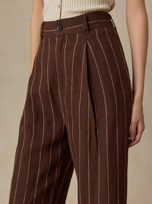 MIRKYN   Linen Pleated Pant - Harbor Line Stripe