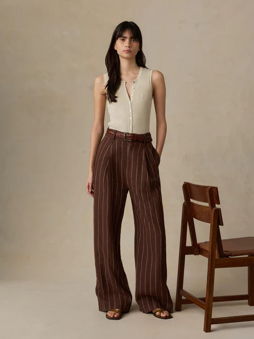 MIRKYN   Linen Pleated Pant - Harbor Line Stripe