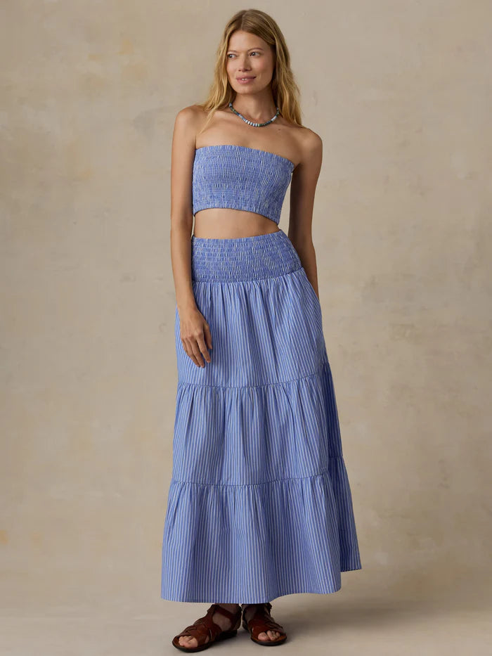 MIRKYN  Coastal Poplin Maxi Skirt - Deepwater Stripe