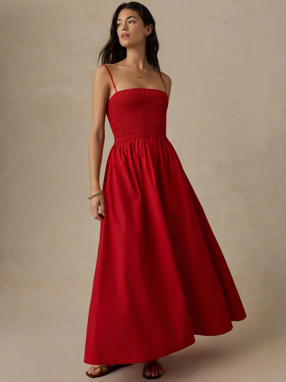 MIRKYN  Coastal Poplin Lucia Dress - Tango Red