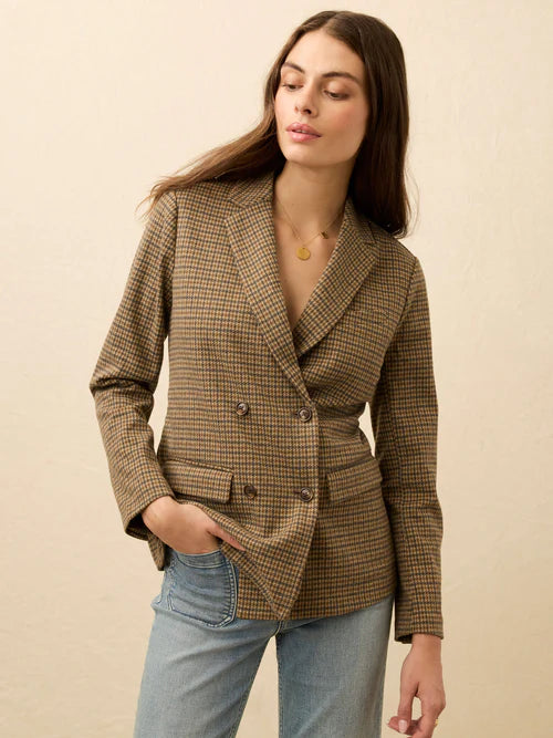 MIRKYN  Inlet Knit Double Breasted Blazer - Rockhill Houndstooth