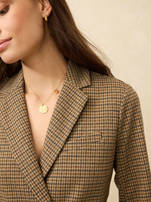 MIRKYN  Inlet Knit Double Breasted Blazer - Rockhill Houndstooth