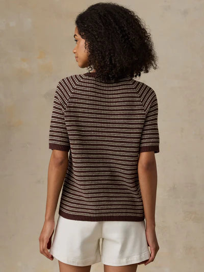 MIRKYN  Linen Tee - Mocha Stripe