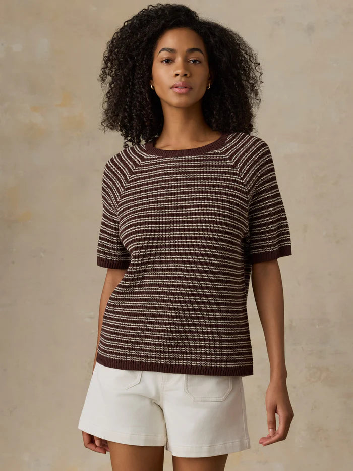 MIRKYN  Linen Tee - Mocha Stripe