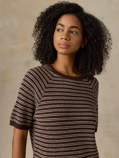 MIRKYN  Linen Tee - Mocha Stripe