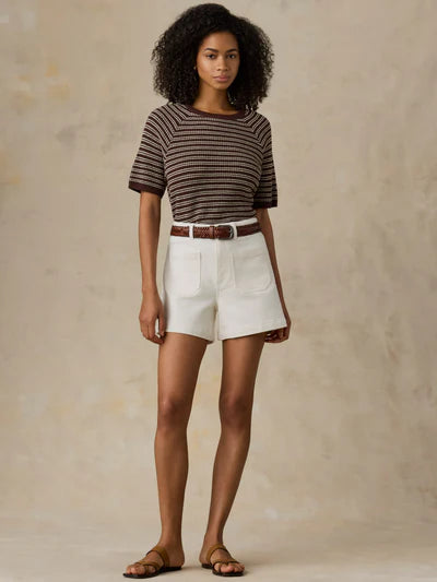 MIRKYN  Linen Tee - Mocha Stripe