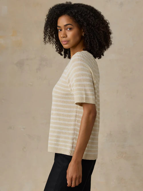 MIRKYN  Linen Tee - Sand Lines