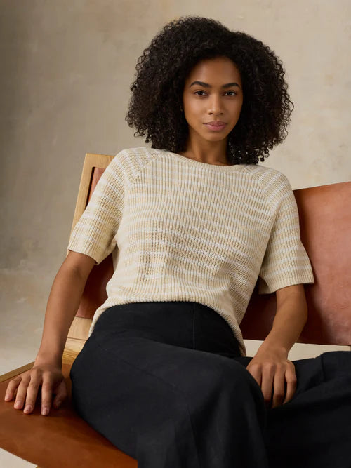 MIRKYN  Linen Tee - Sand Lines