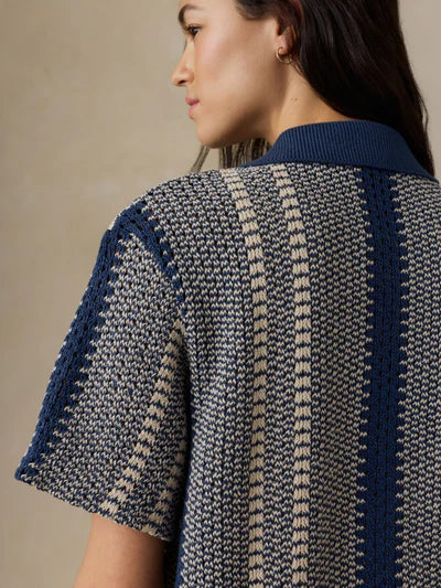 MIRKYN  Seacoast Crochet Relaxed Camp Shirt - Sailor Stitch